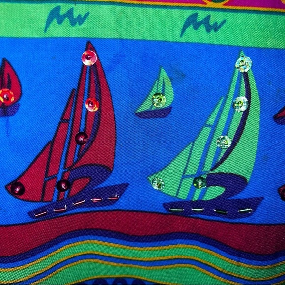 SPA by Chicos women L Cropped Top
Colorful Art to Wear sequin palm trees fringe - Picture 8 of 10